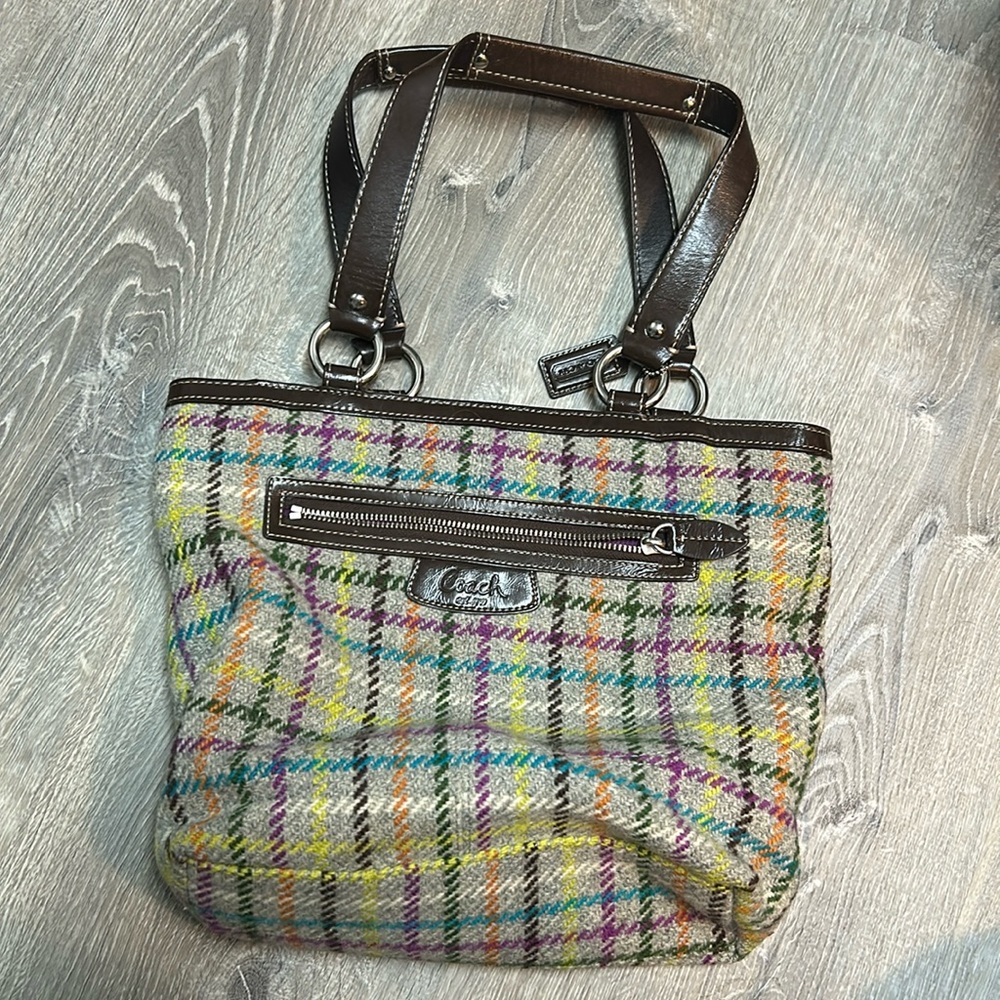 Coach wool plaid bag